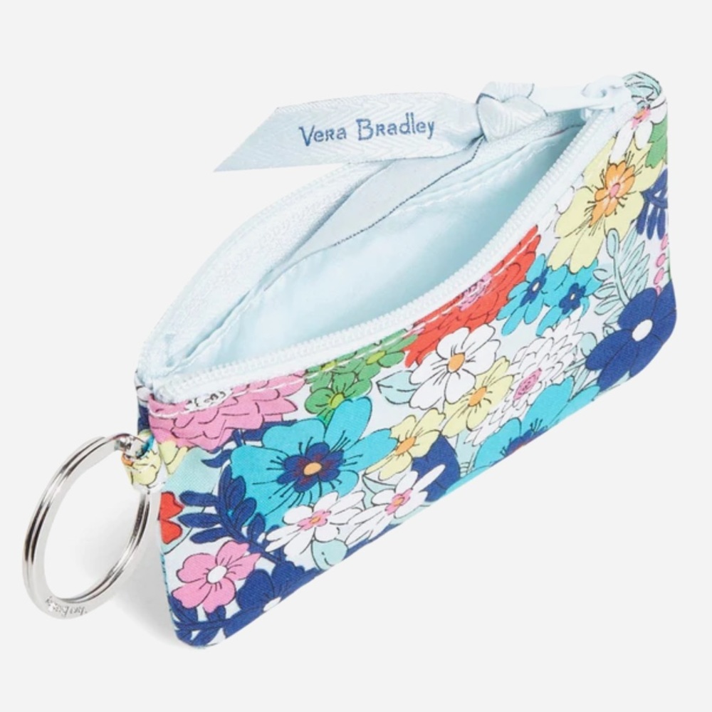 Vera Bradley Factory Style Zip ID Case Far Out Floral nwt